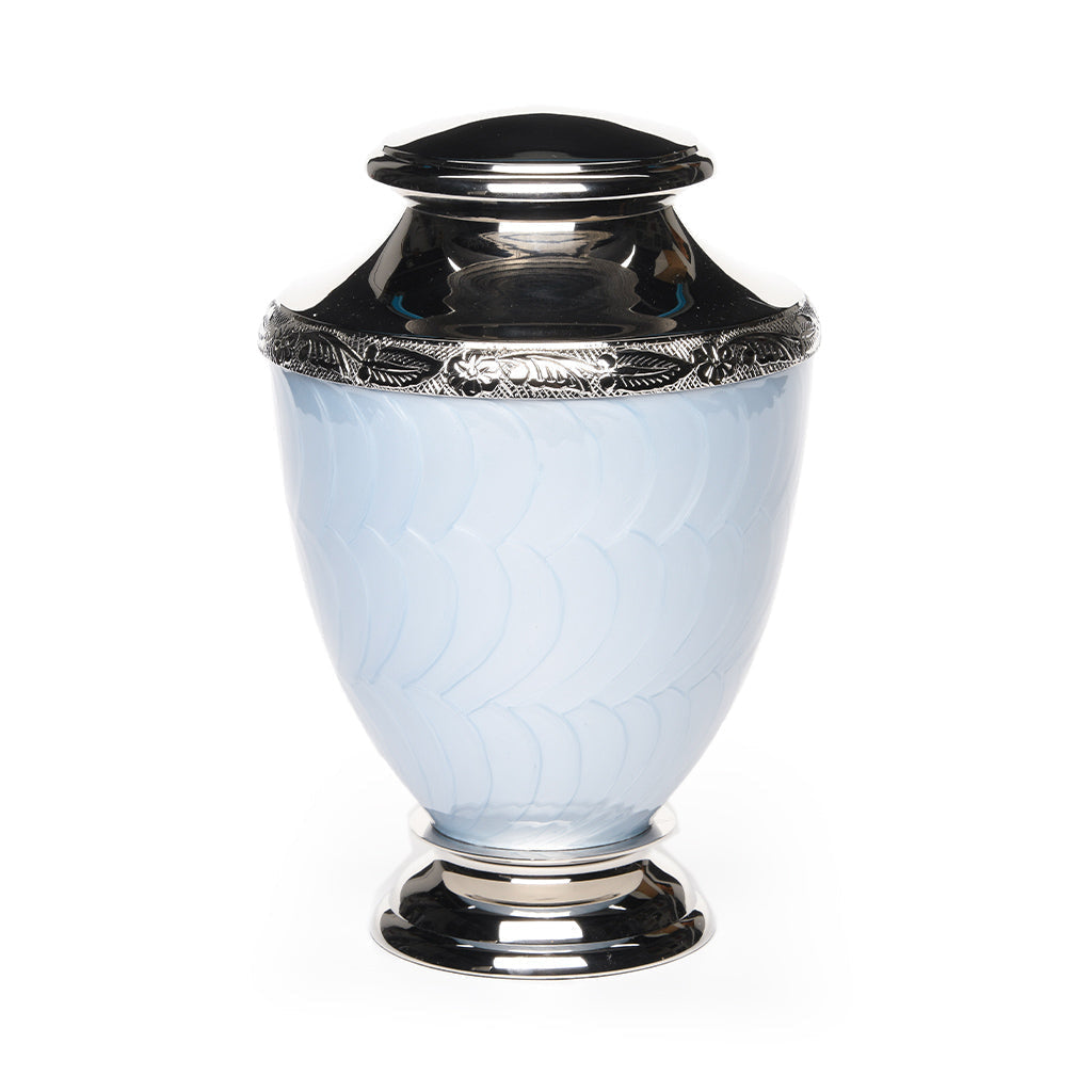 ADULT Brass-Alloy Urn -5600- Nickel Plated Brass & Enamel Blue