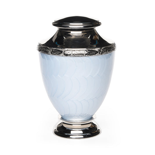 ADULT Brass-Alloy Urn -5600- Nickel Plated Brass & Enamel Blue
