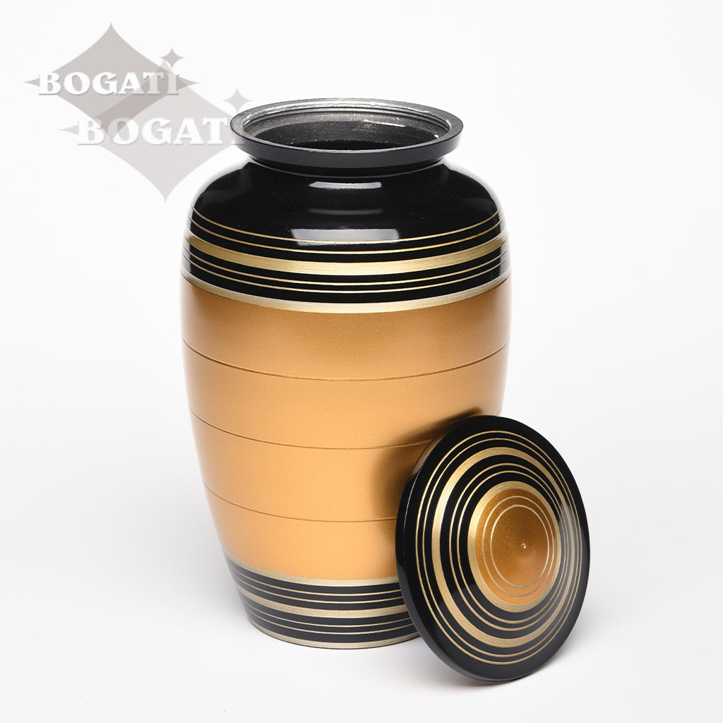 ADULT - Alloy Urn -6174- Bronze, Gold & Black Stripes - Case of 4