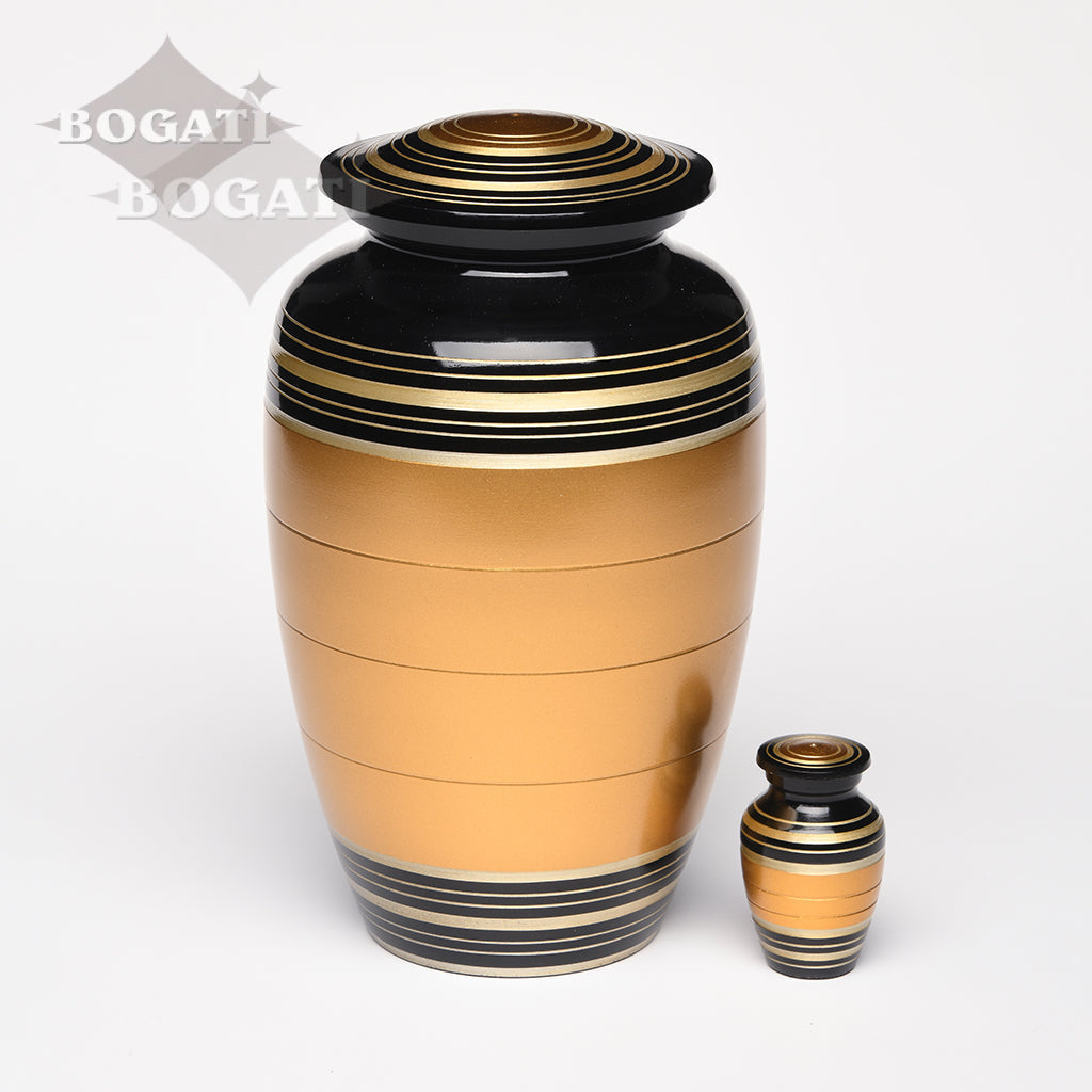 KEEPSAKE - Alloy Urn -6174- Bronze, Gold & Black Stripes
