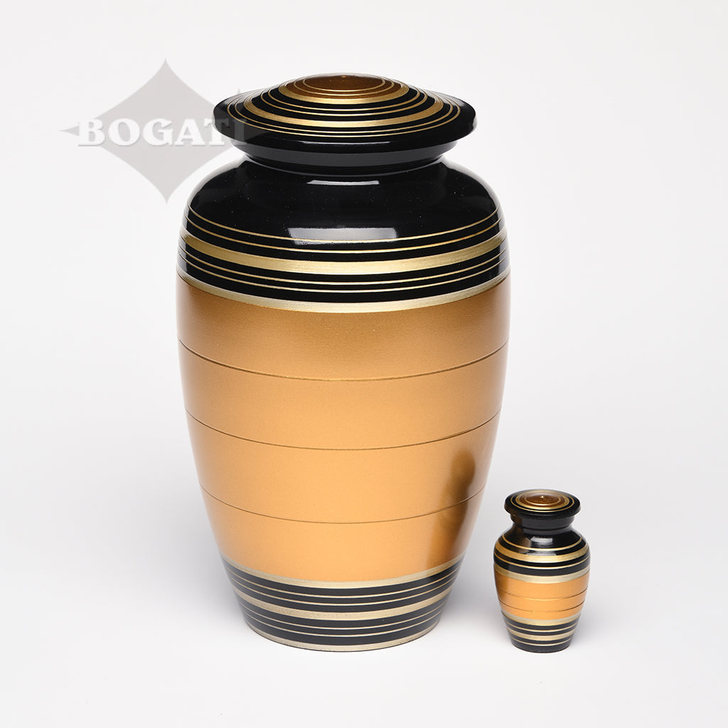 ADULT - Alloy Urn -6174- Bronze, Gold & Black Stripes