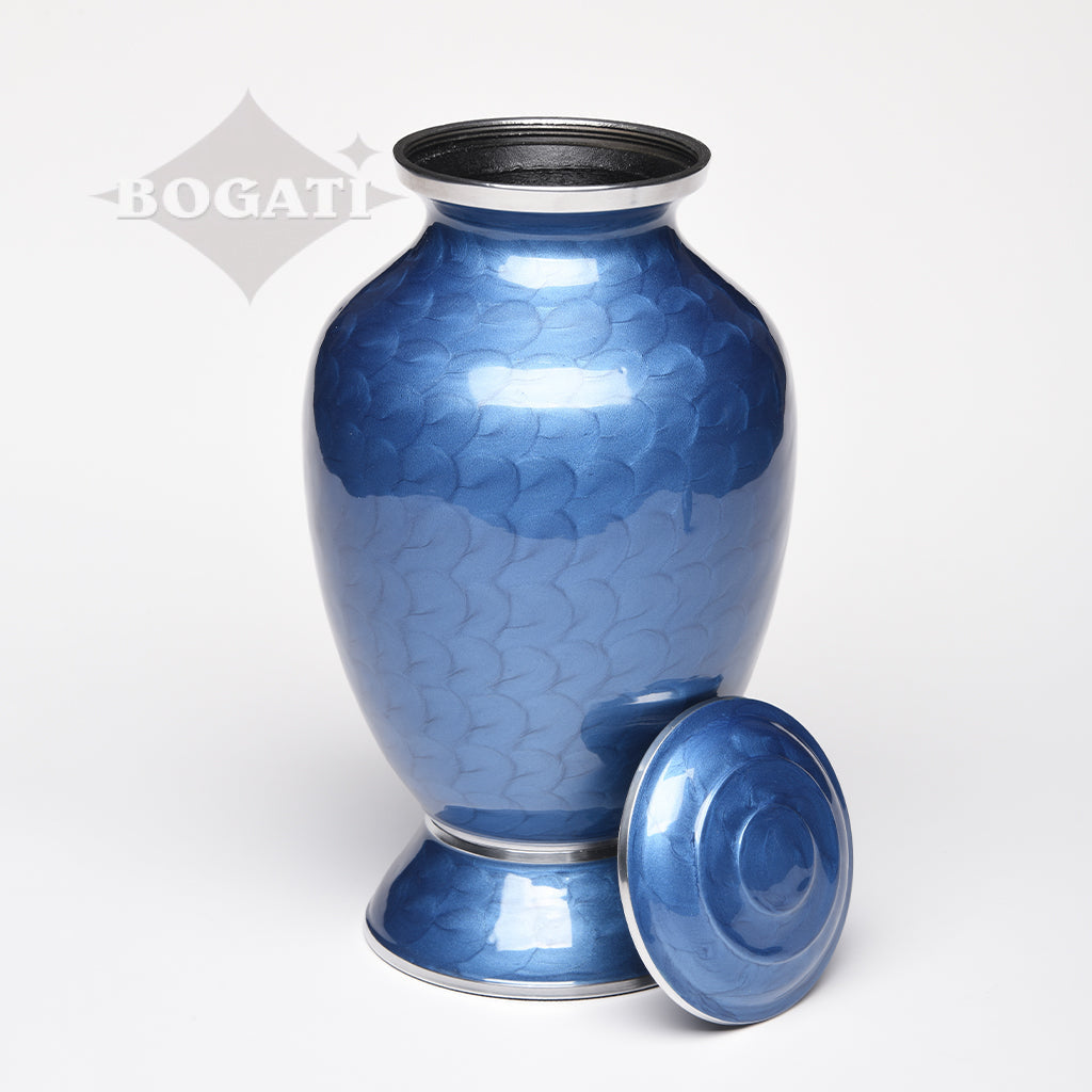 ADULT - Alloy Urn -6176- Blue Enamel Vase-Style
