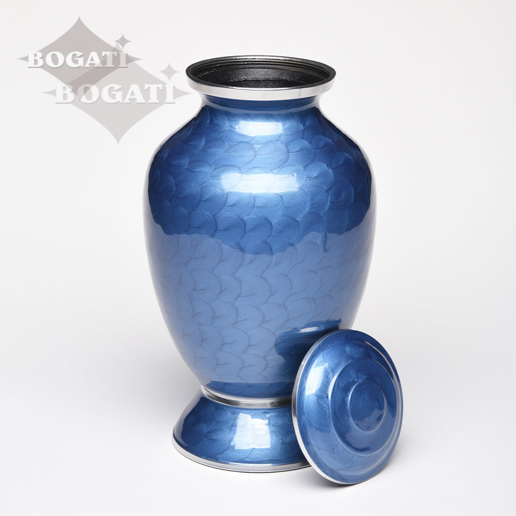 ADULT - Alloy Urn -6176- Blue Enamel Vase-Style - Case of 4