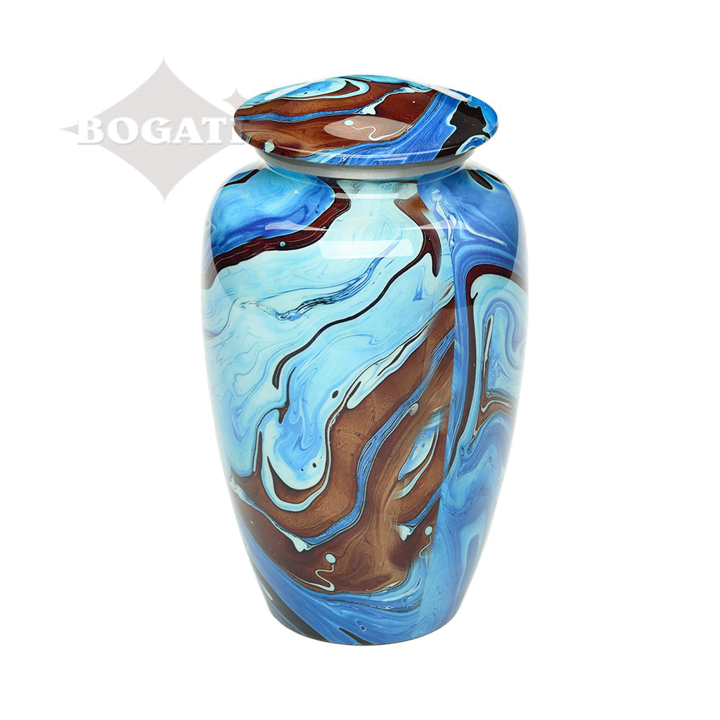 ADULT Classic Alloy Urn -9006- Brown and Blue Swirl