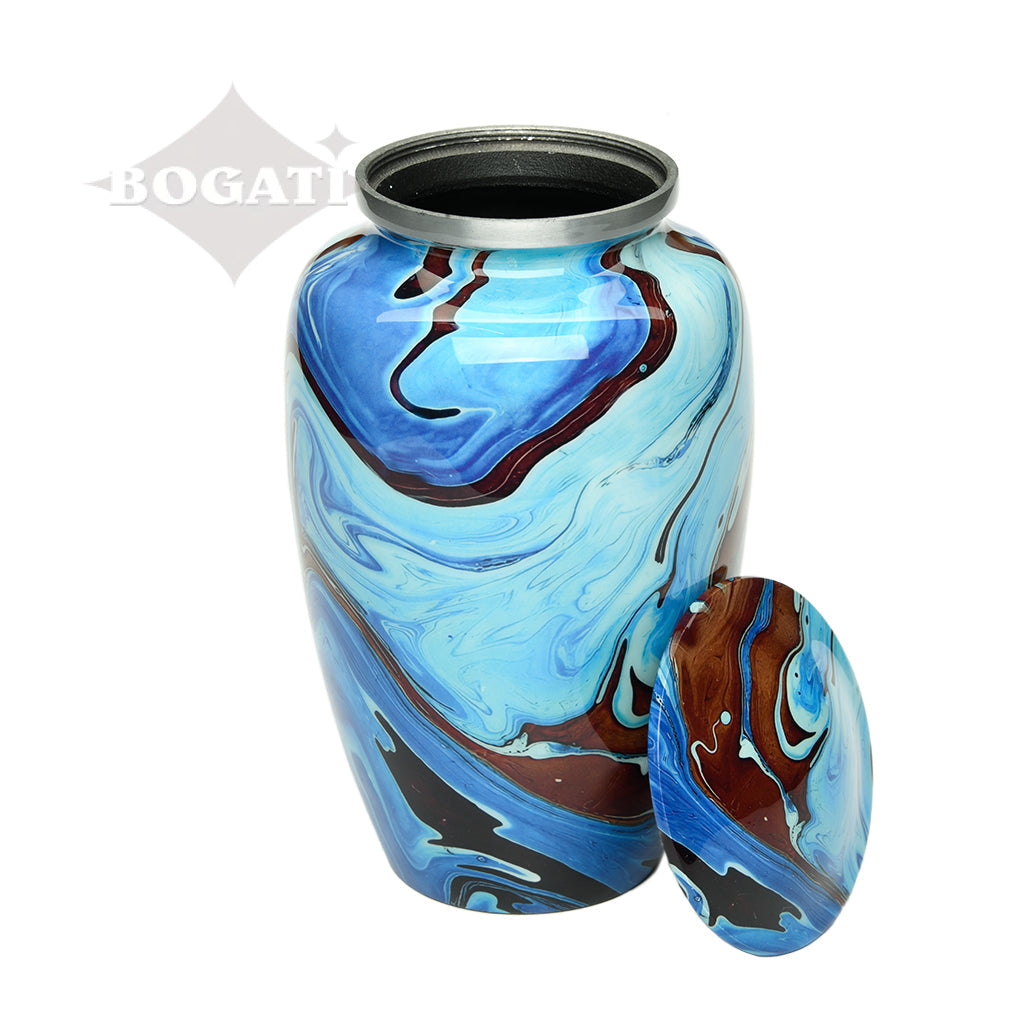 ADULT Classic Alloy Urn -9006- Brown and Blue Swirl