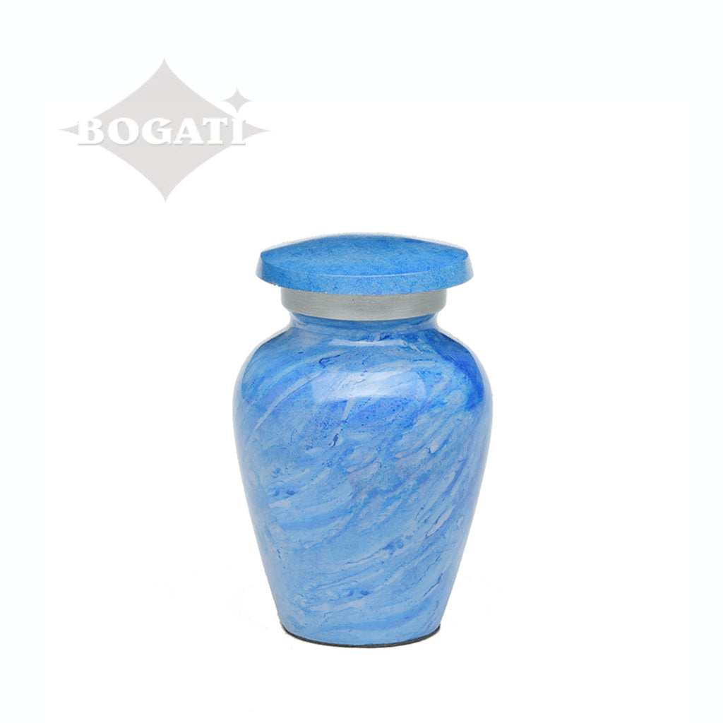 KEEPSAKE -Alloy Urn -Hand Painted Stone-look Blue