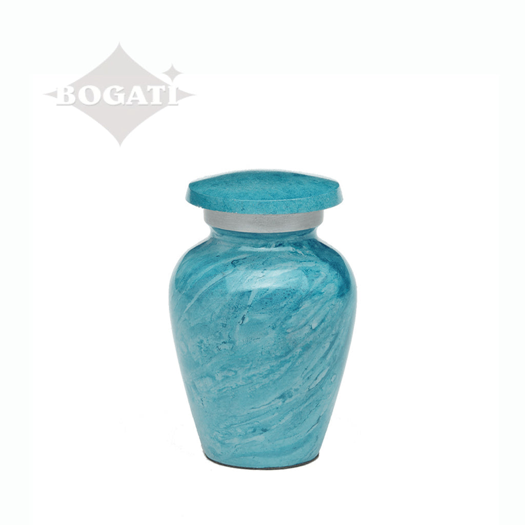 KEEPSAKE -Alloy Urn -Hand Painted Stone-look Teal