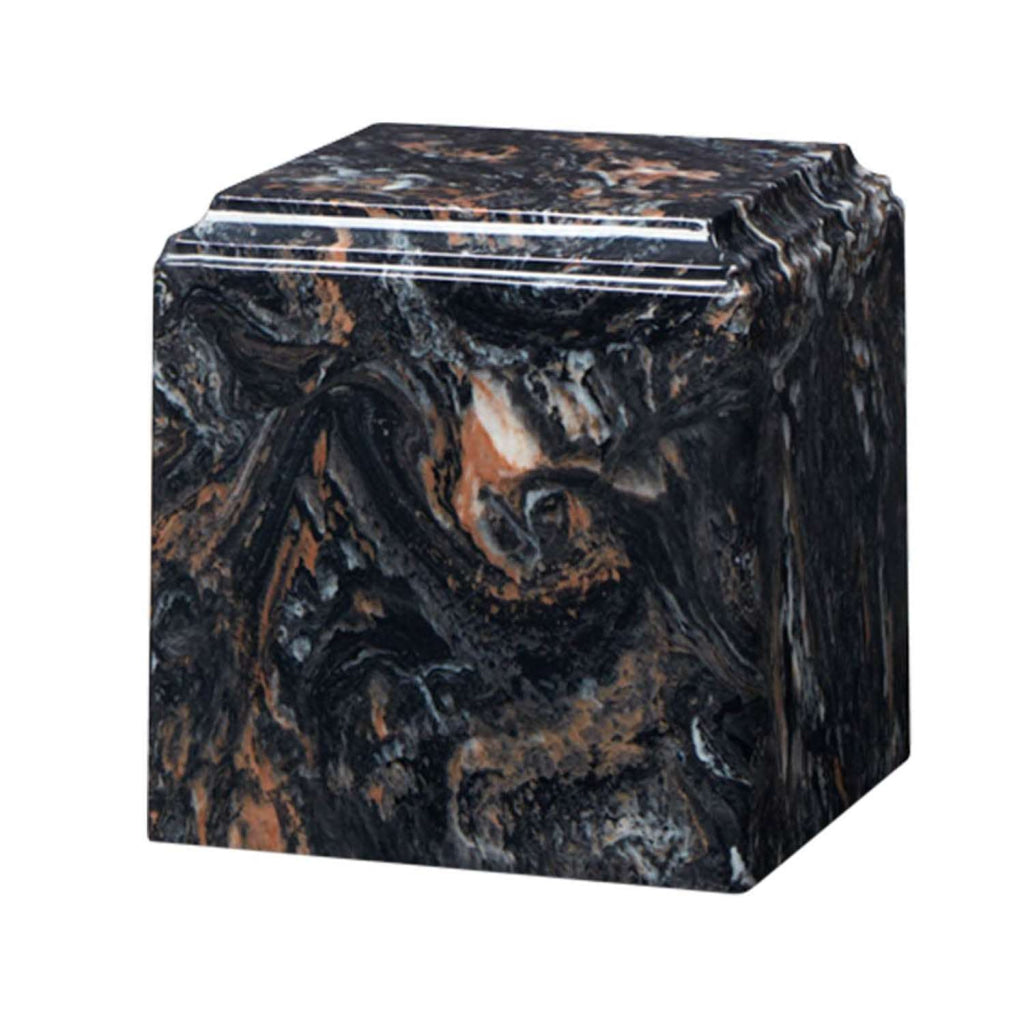 ADULT Cultured Marble Cube Urn Mission Black