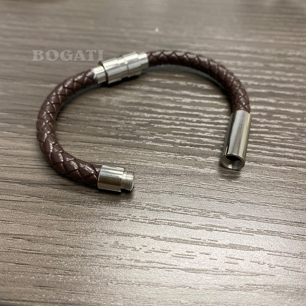 J-BRAC-06- Braided Leather Bracelet with Silver Clasp