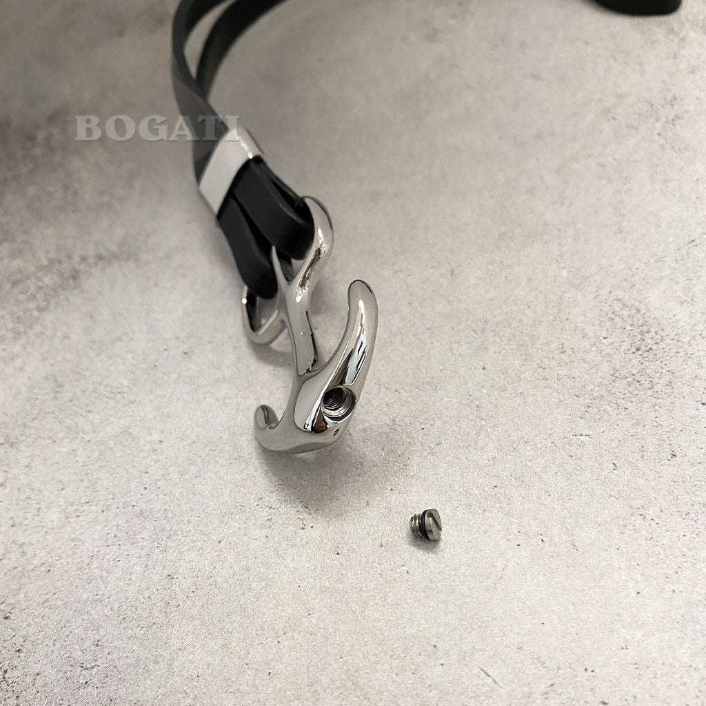 J-BRAC-14 Black Leather Bracelet with Silver Anchor