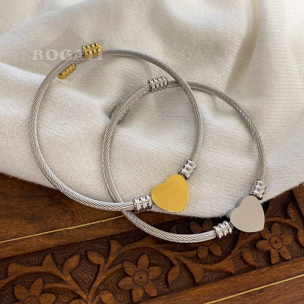 J-Brac-19 Cable Bracelet With Heart