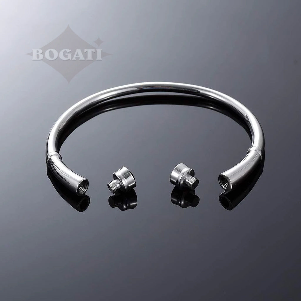 J-BANGLE 01 – Jeweled Silver-tone Bangle with Crystal Stones