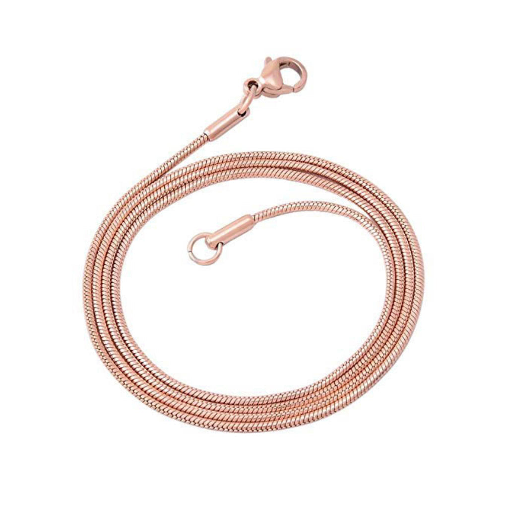 J-205 - Rose Gold-tone Cylinder with Angel Wing and Heart - Pendant with Chain