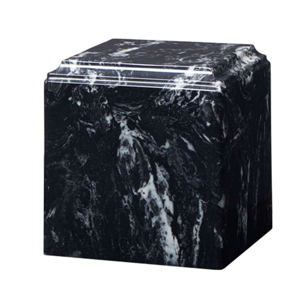 ADULT Cultured Marble Cube Urn Black Marlin
