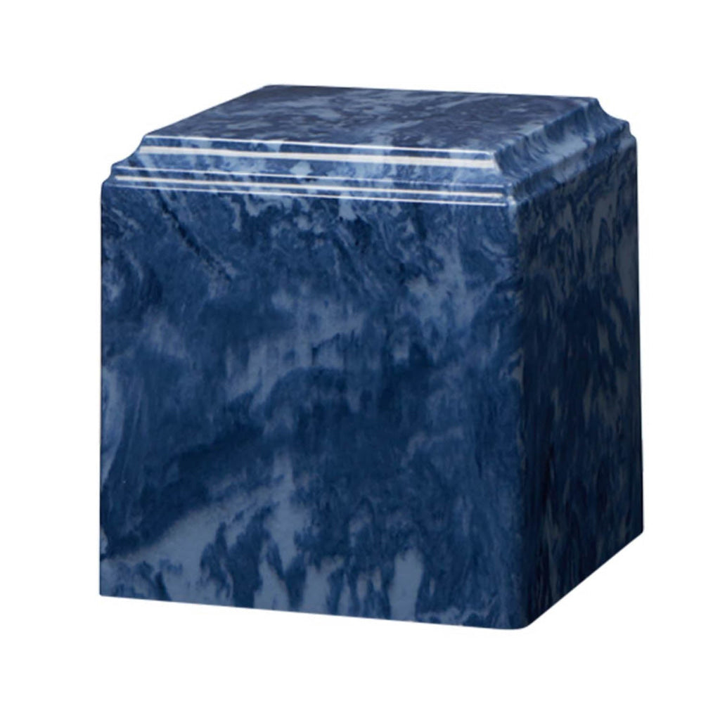 ADULT Cultured Marble Cube Urn Midnight Blue