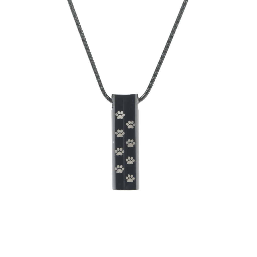 J-222 - Paw cylinder - Pendant with Chain - Black