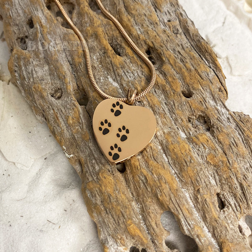 J-004 - Four Paw Print Heart - Pendant with Chain