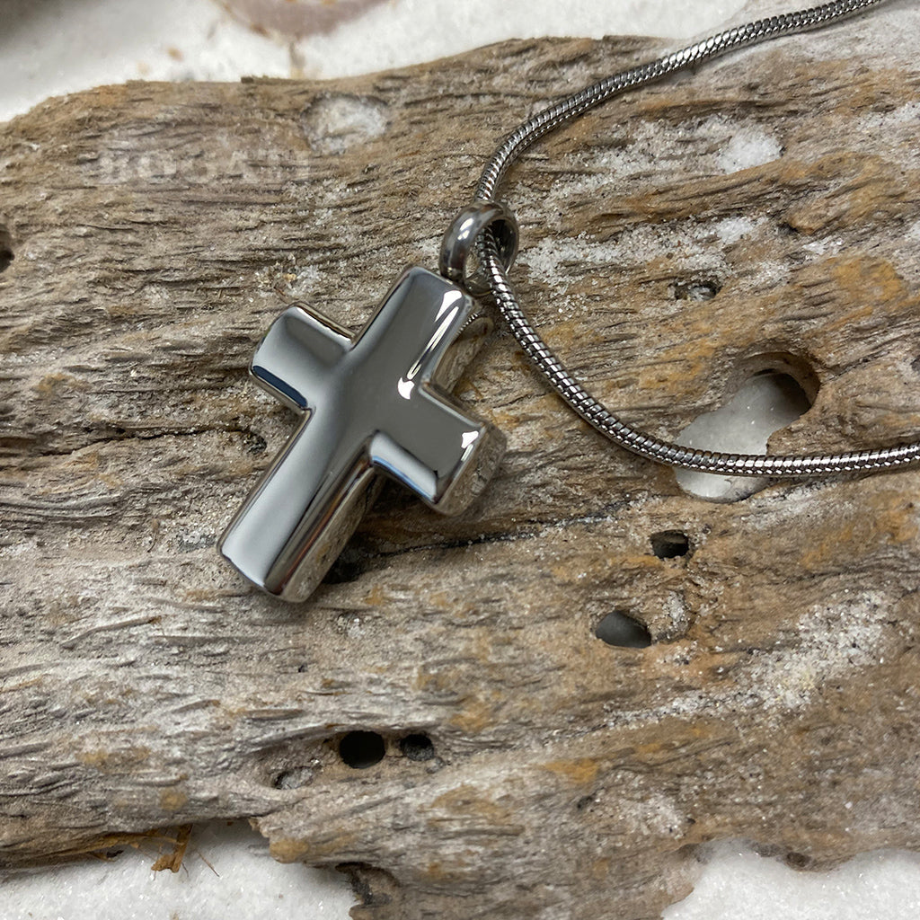 J-005 - Small Cross - Silver-tone - Pendant with Chain