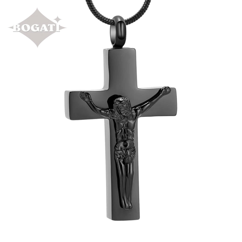 J-011 - Crucifix - Black-tone - Pendant with Chain