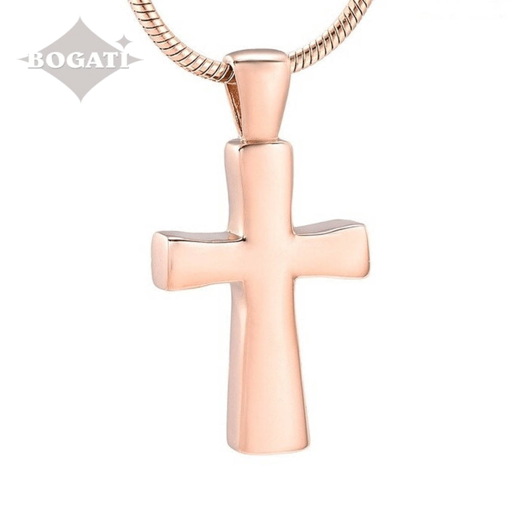 J-043 - Cross - Pendant with Chain - Rose Gold