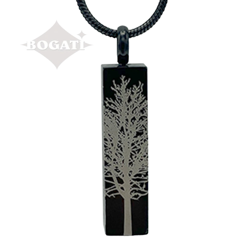 J-105 - Black Bar with Tree of Life - Pendant with Chain