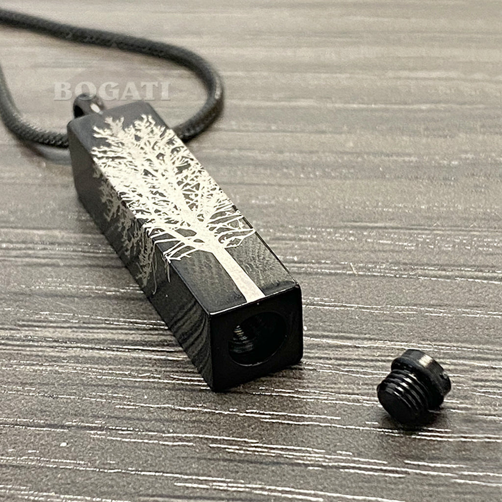 J-105 - Black Bar with Tree of Life - Pendant with Chain
