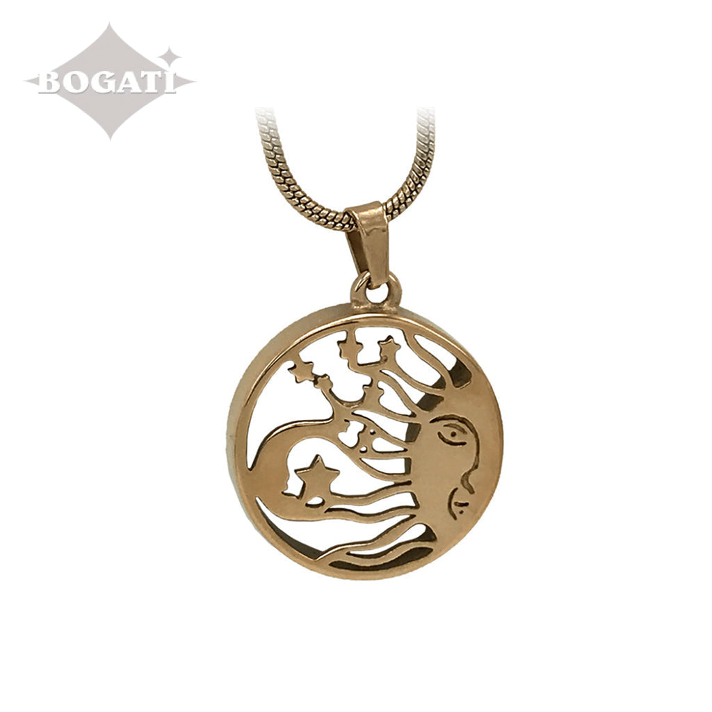 J-122 – Sun & Moon - Pendant with Chain - Rose Gold