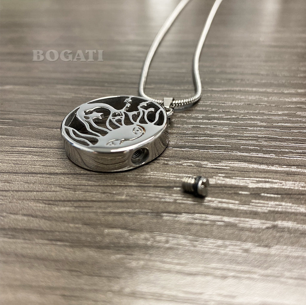 J-122 – Sun & Moon - Silver-tone- Pendant with Chain