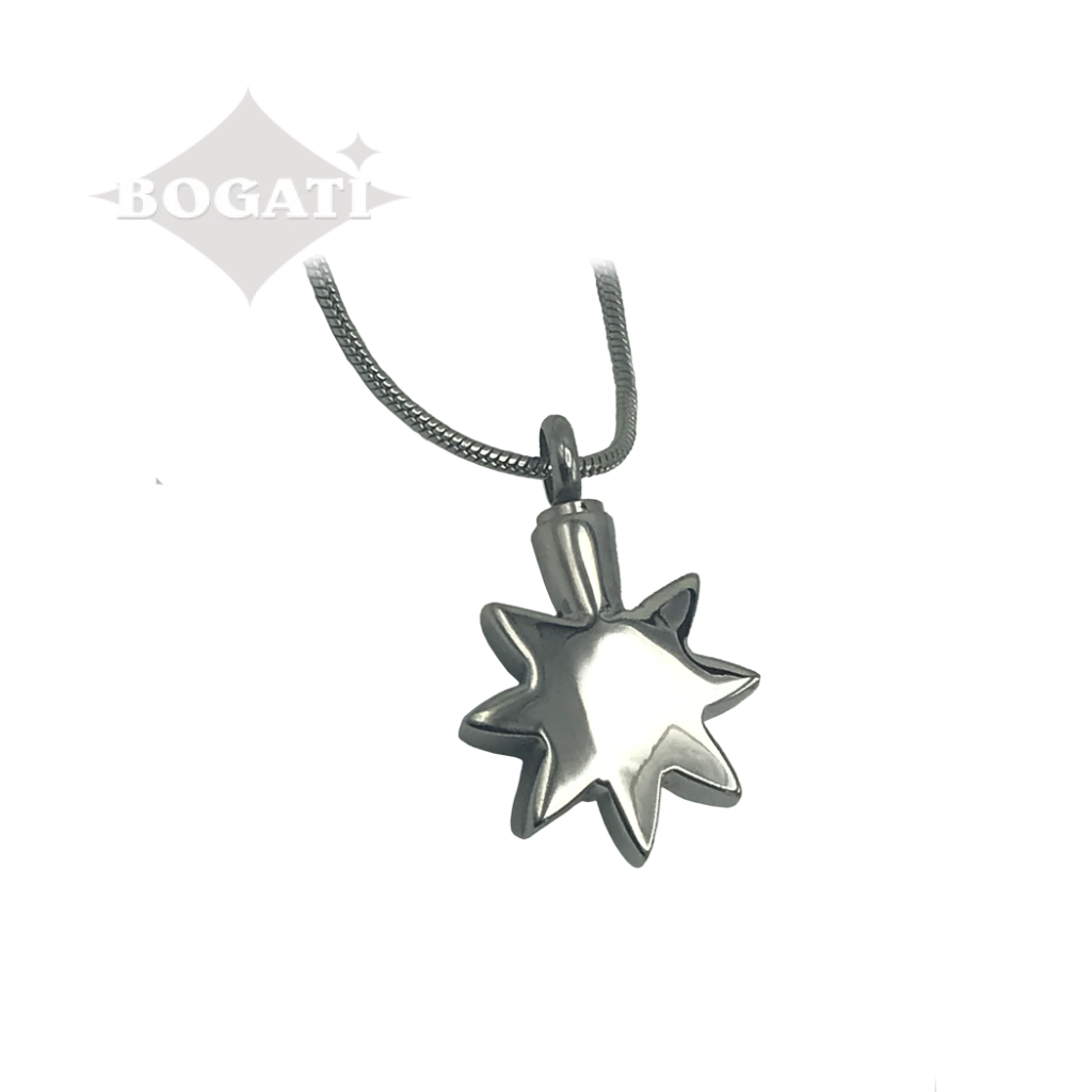 J-128 - Summer Sun with Yellow Stone - Silver-tone - Pendant with Chain