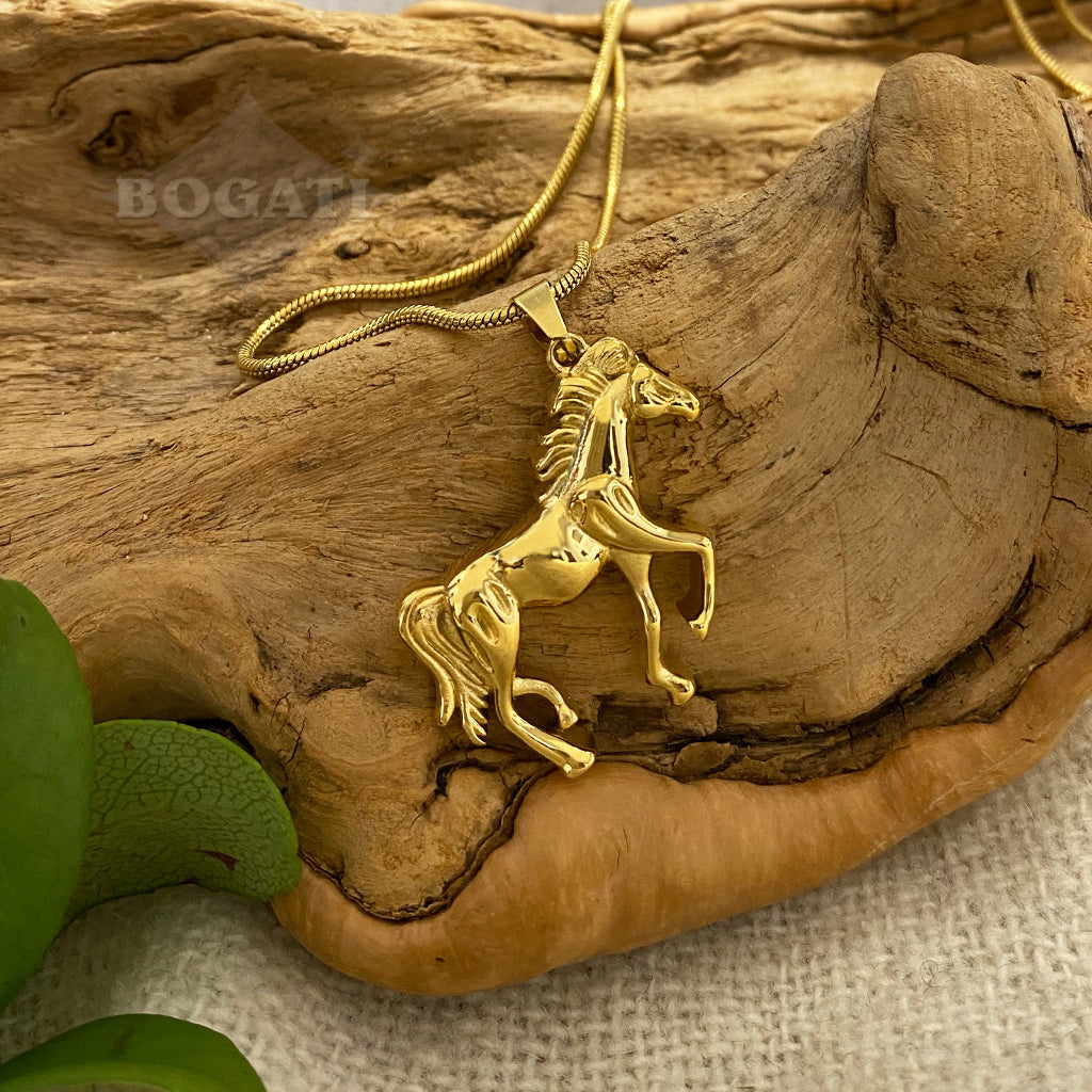 prancing Horse - Memorial Necklace in Gold color - Bogati