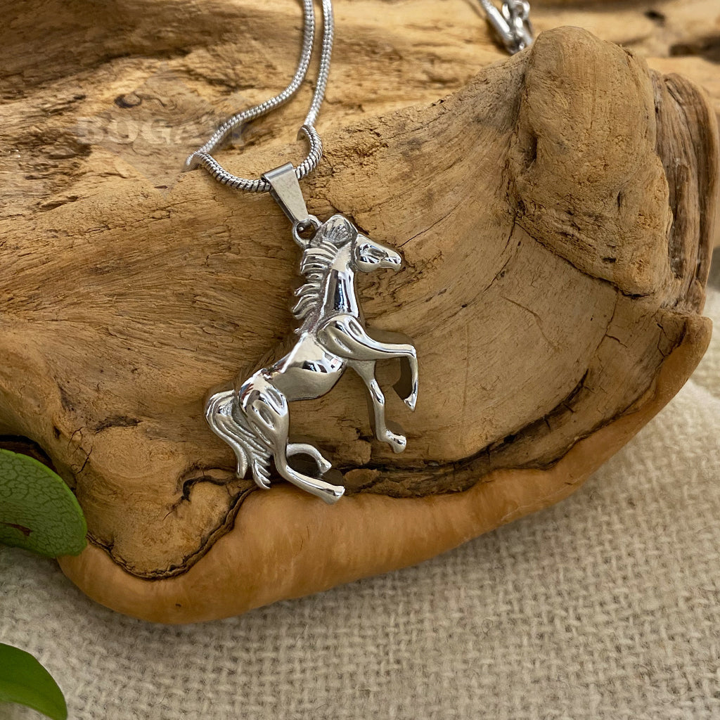 prancing Horse - Memorial Necklace in Silver color - Bogati