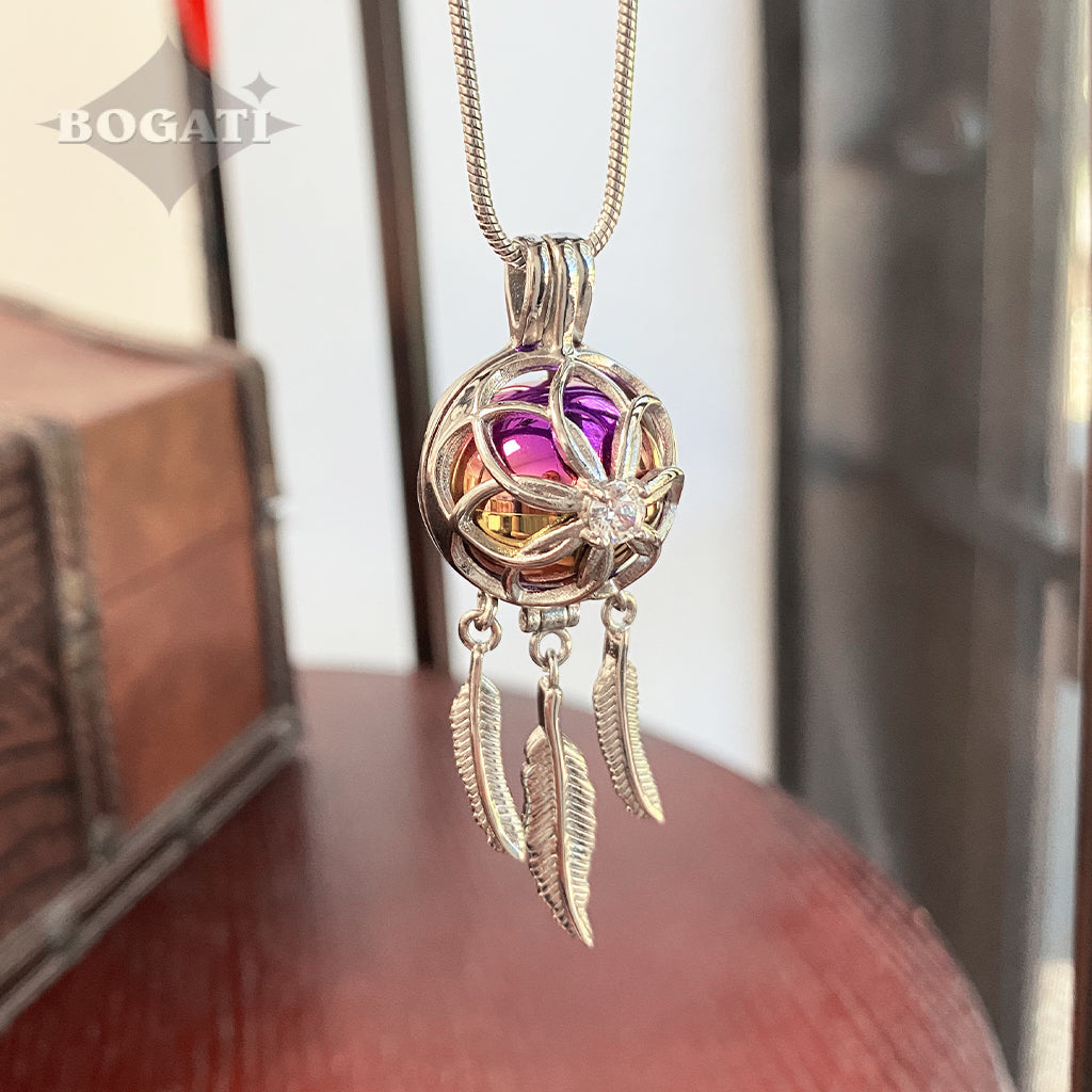 J-1516 - Dream Catcher Locket - Pendant with Chain