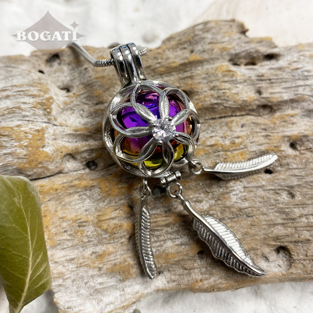 Beautiful Cremation Necklace - Dream catcher in rainbow colors - Bogati