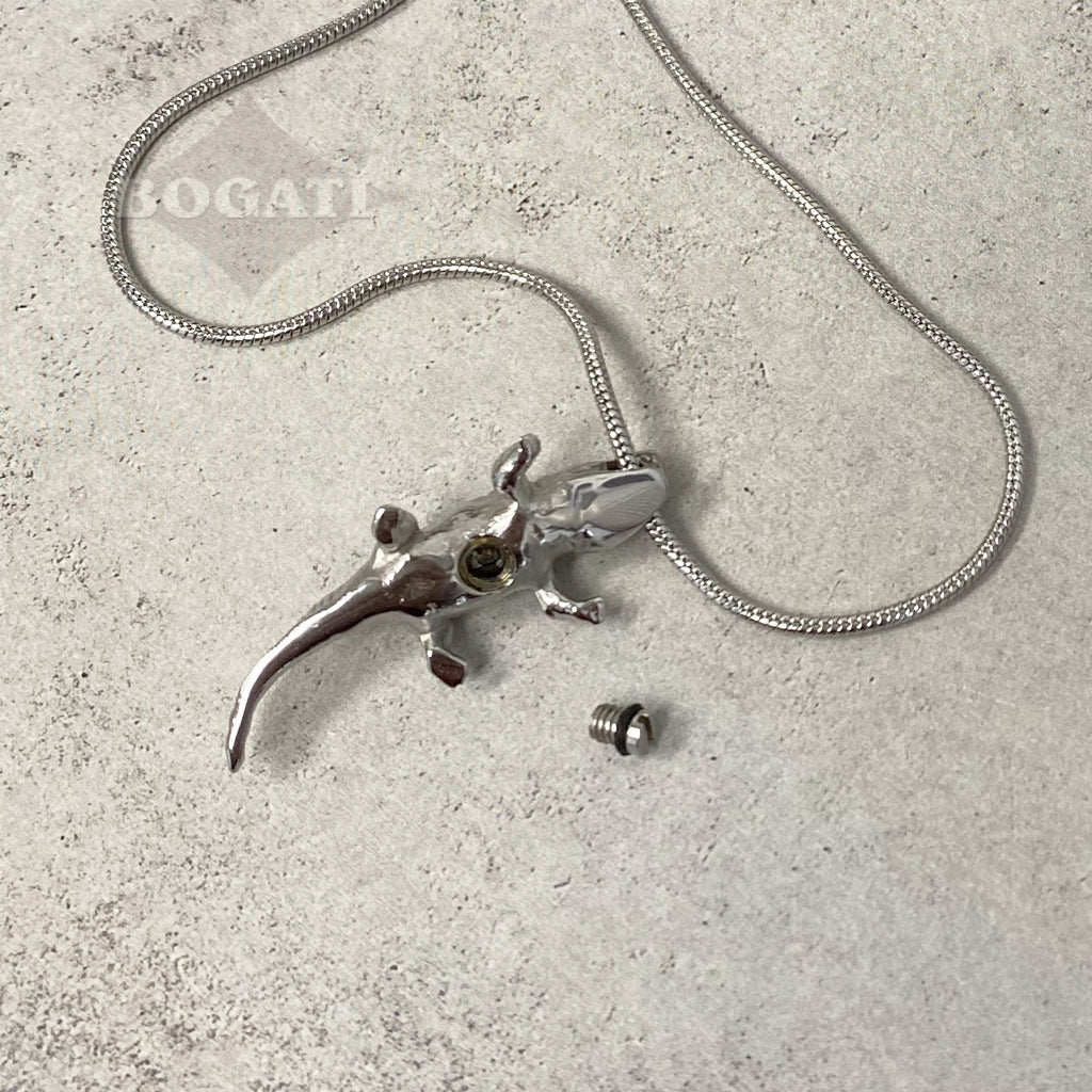 J-156 - Alligator Silver-Tone Pendant With Chain Clearance