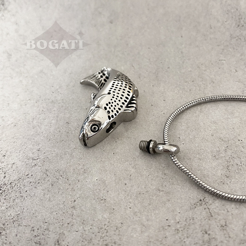 J-159 - Fish - Silver-tone - Pendant with Chain