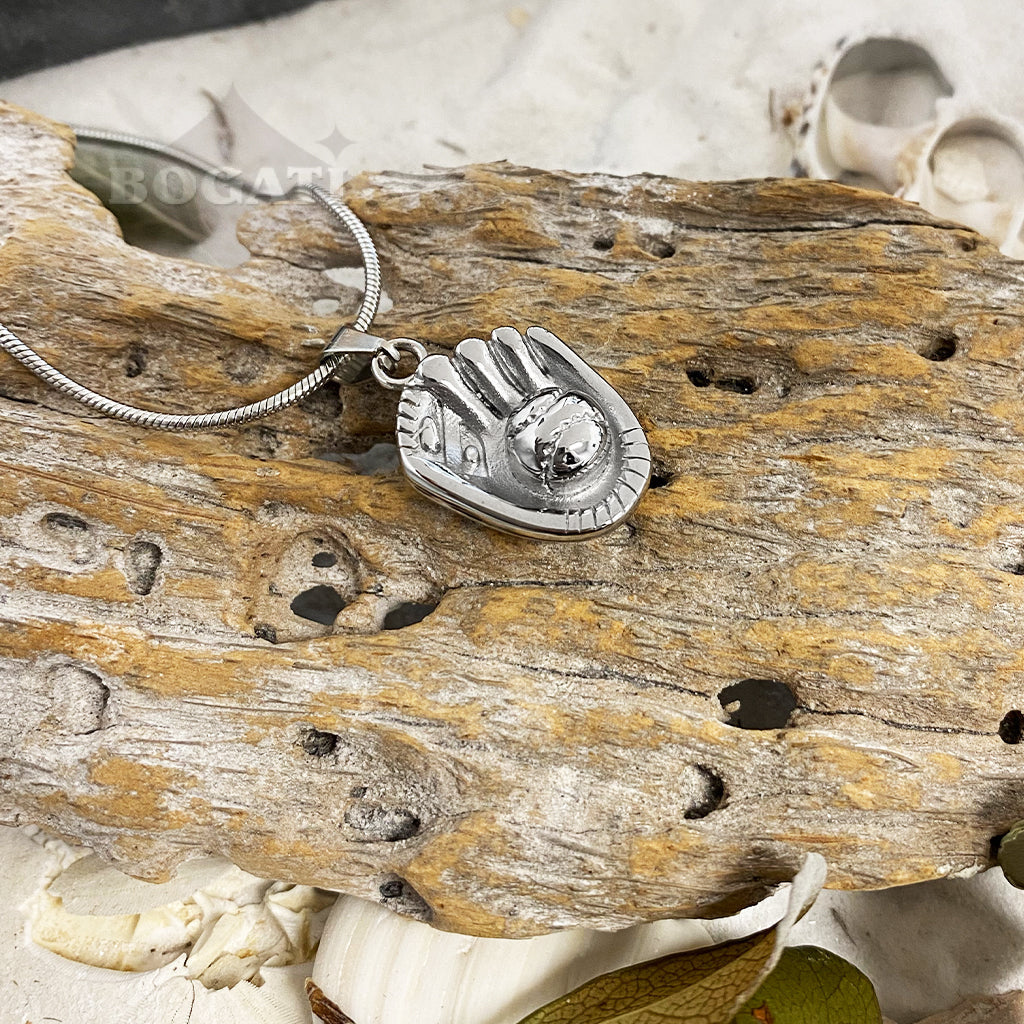 J-1603 - Baseball Mitt and Ball - Pendant with Chain