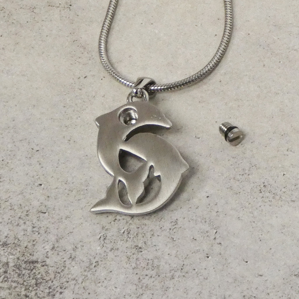 J-161 - Two Dolphins Pendant With Chain Clearance