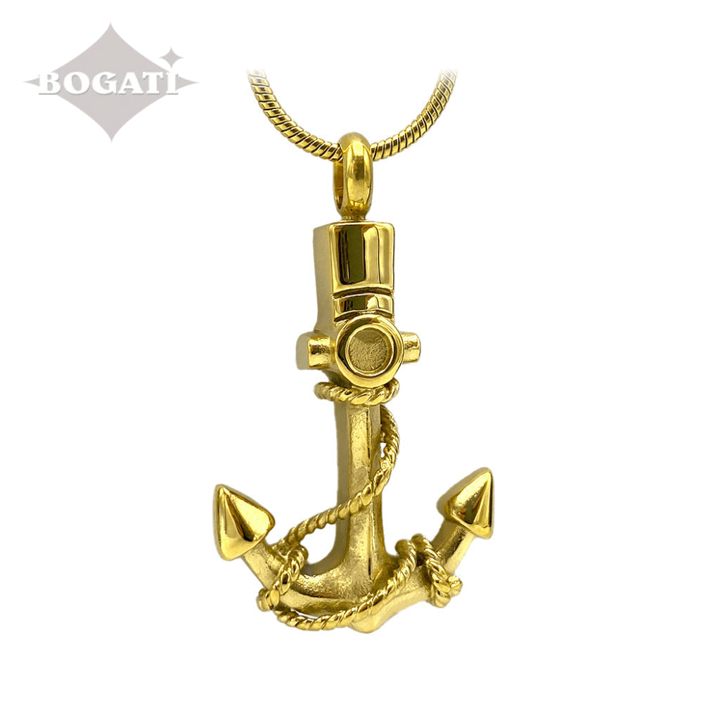 J-167- Anchor - Gold-tone - Pendant with Chain