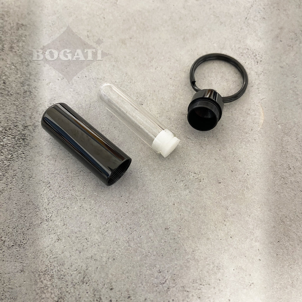 J-168 - Cylinder with Glass Insert - Keychain
