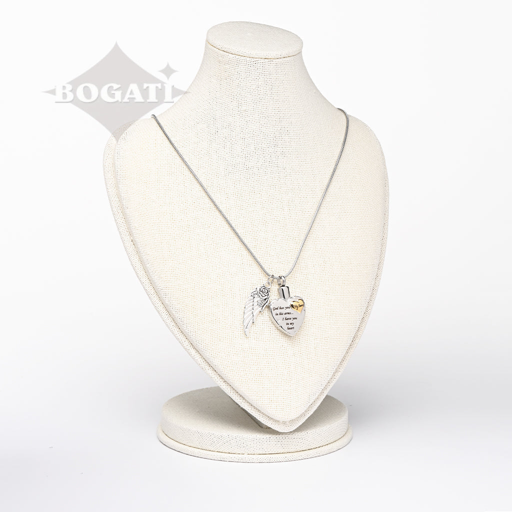 J-1928 - God has you in his arms.... MY LOVE ~Heart with wing charm
