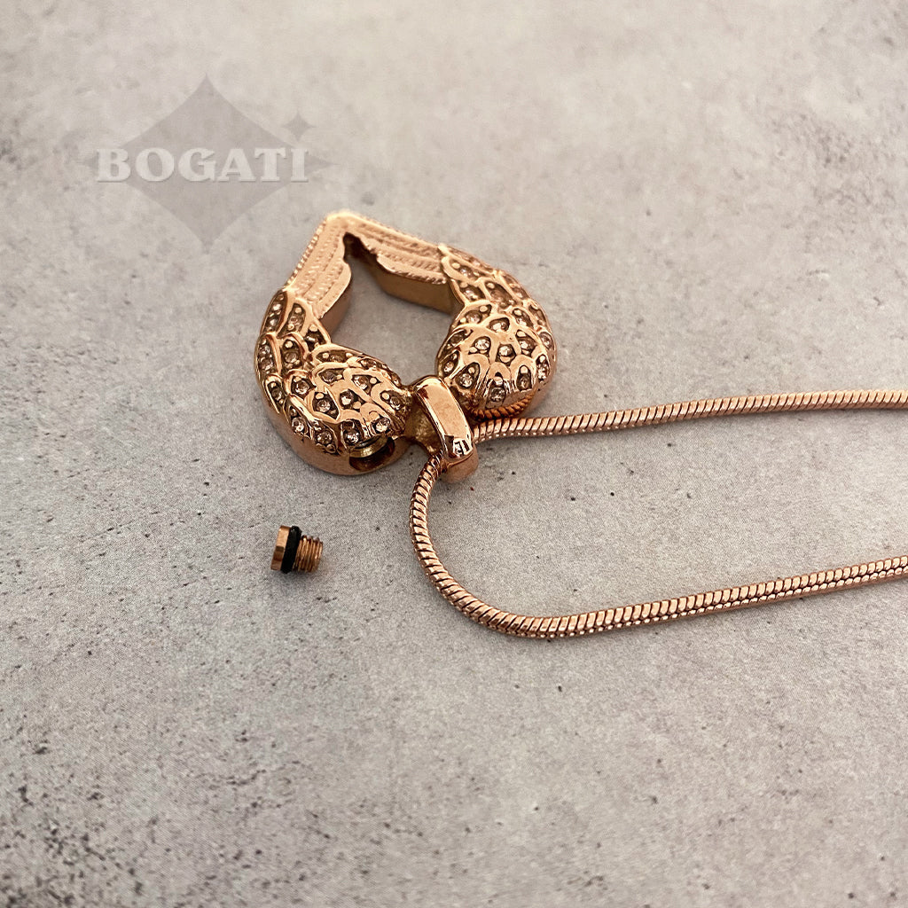 J-1950 - Winged Heart with Rhinestones - Pendant with Chain