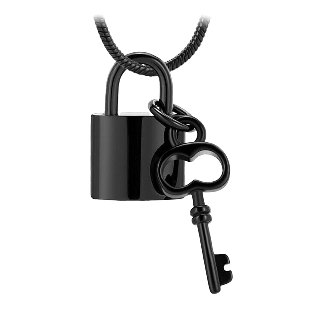 J-197 - Lock And Key ~Pendant With Chain Black