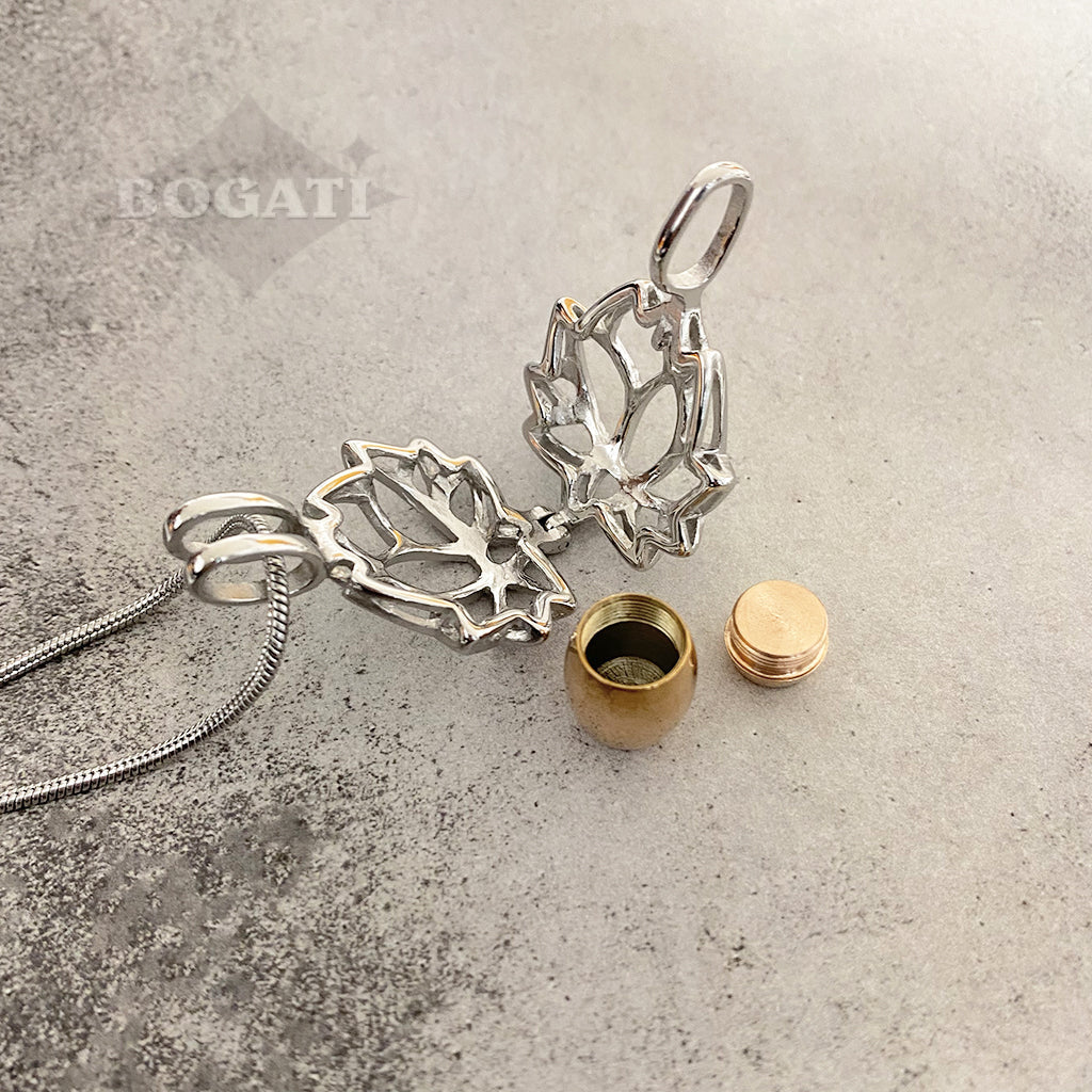 J-2000 - Lotus Flower Locket - Pendant with Chain