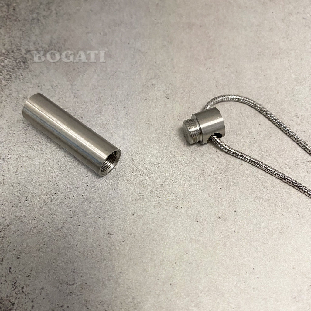 J-201 - Cylinder with Crystal Accent - Pendant with Chain