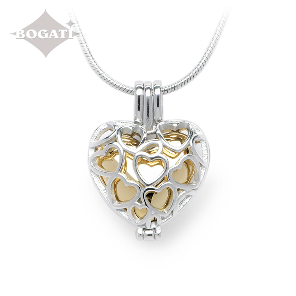 J-2080 - Heart Locket Pendant With Chain Gold