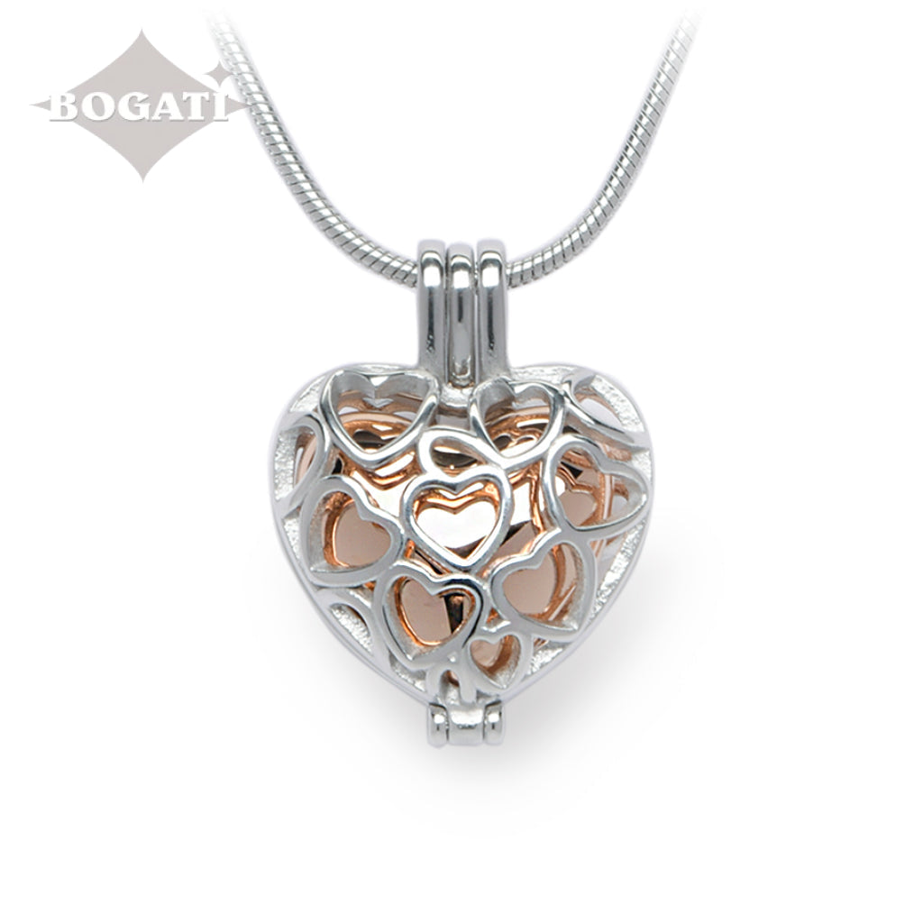 J-2080 - Heart Locket Pendant With Chain Rose Gold
