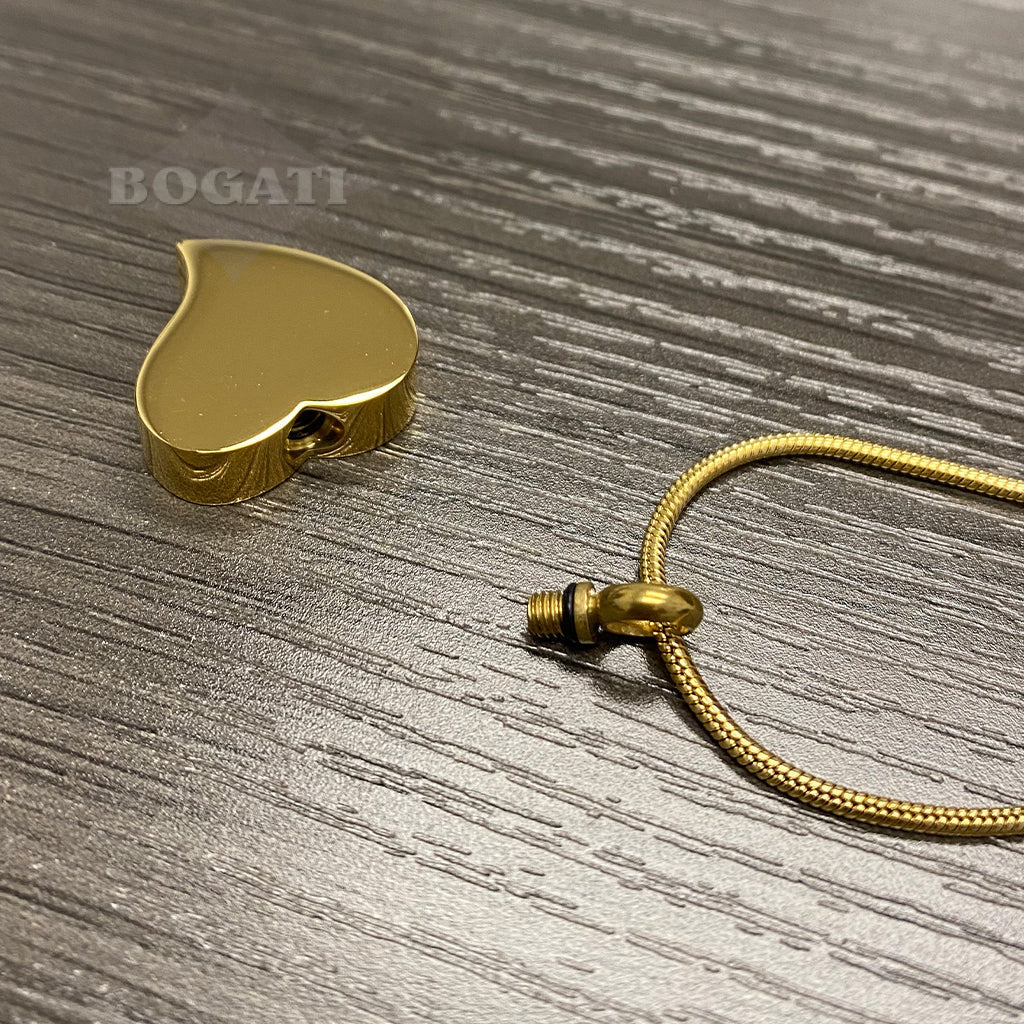 J-214 - Gold-tone Heart with Mother of Pearl Surface - Pendant with Chain