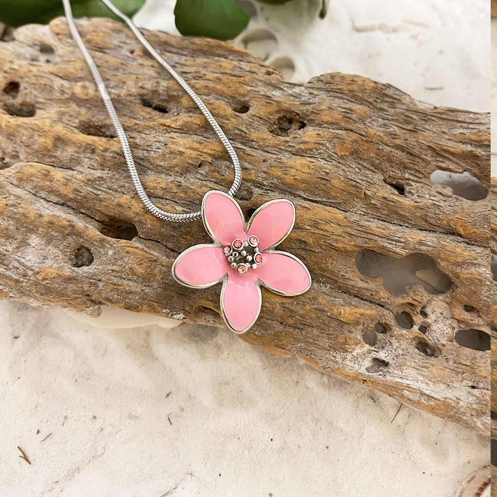 J-2400 - Flower with Colorful Stones - Pendant with Chain