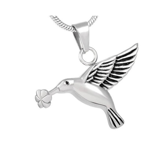 J-283 - Hummingbird with Flower - Pendant with Chain