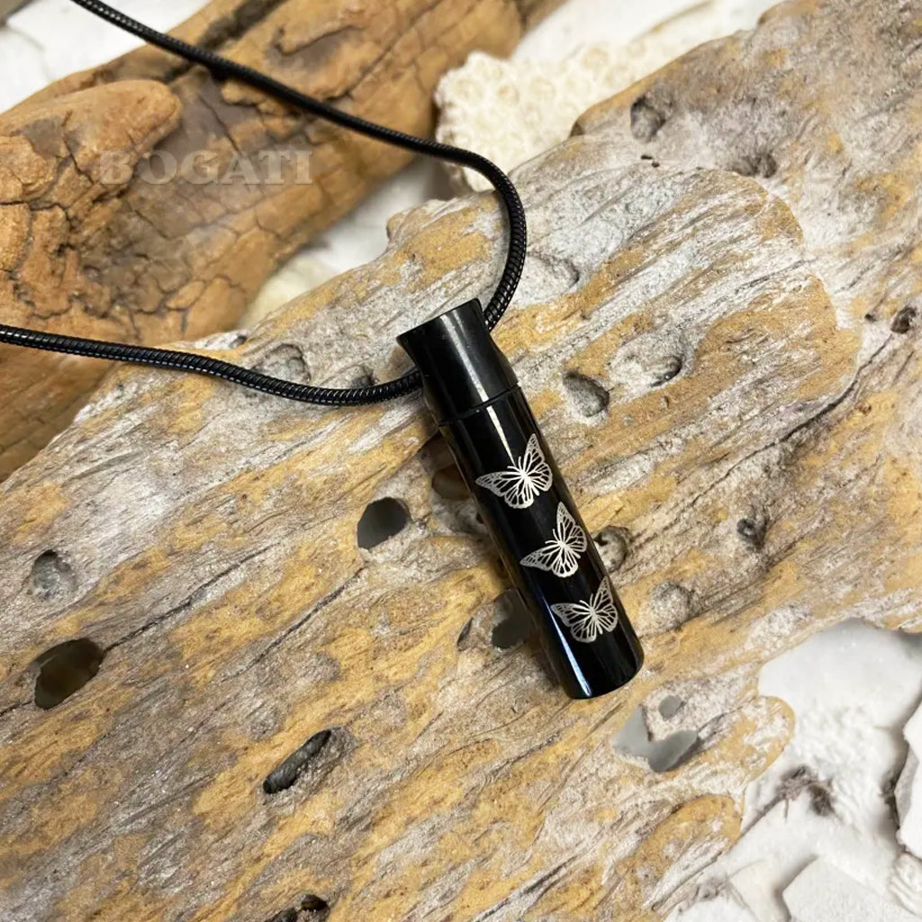 J-301 - Black Cylinder with Three Butterflies